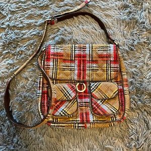 Vera Bradley Patchwork Plaid Crossbody Saddle Bag Like New!